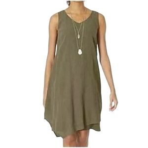 J. Jill pure Jill sleeveless asymmetric textured tencel brown dress XS petite